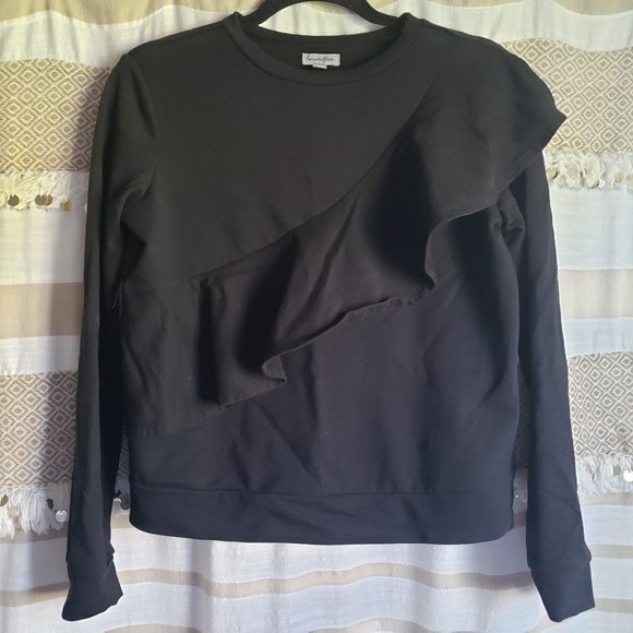 Love Fire | Diagonal Ruffle Long Sleeve Sweater - Picture 1 of 6